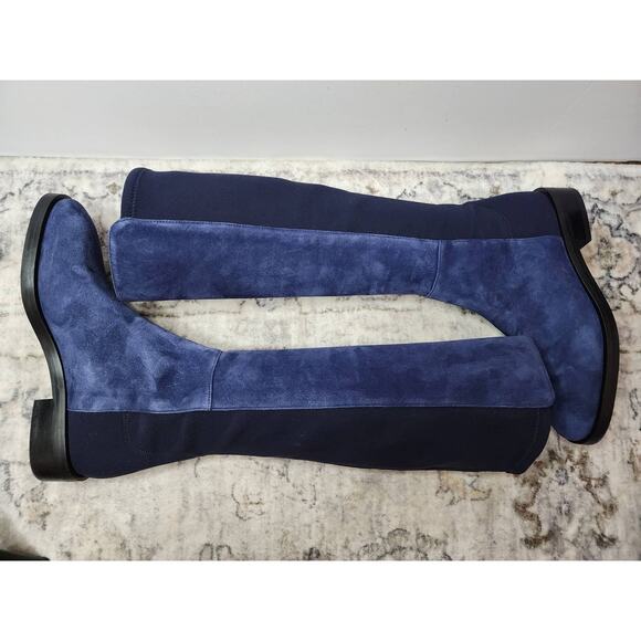 Stuart Weitzman Greer City Boot Suede Knee High Boot in Nice Blue 5050 Stretch - Picture 2 of 13